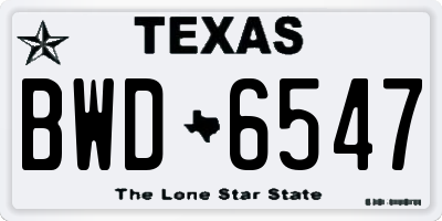 TX license plate BWD6547