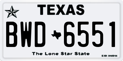 TX license plate BWD6551