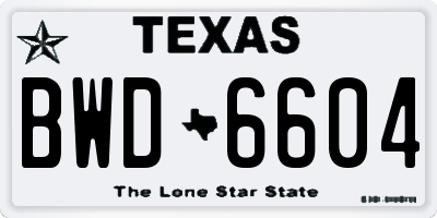 TX license plate BWD6604