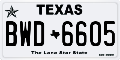 TX license plate BWD6605