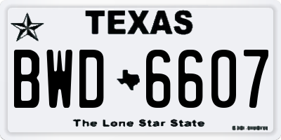 TX license plate BWD6607
