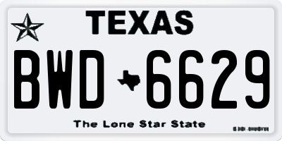 TX license plate BWD6629