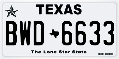 TX license plate BWD6633