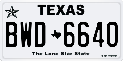 TX license plate BWD6640