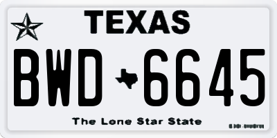 TX license plate BWD6645