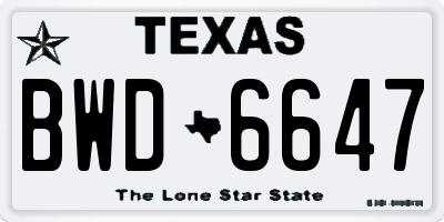 TX license plate BWD6647