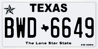 TX license plate BWD6649
