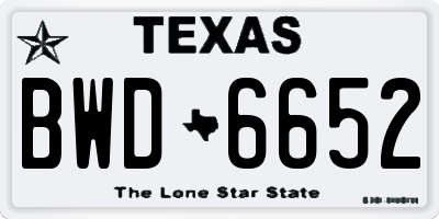 TX license plate BWD6652