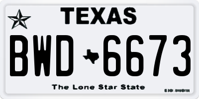 TX license plate BWD6673