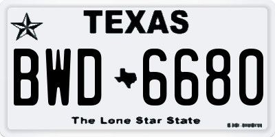 TX license plate BWD6680