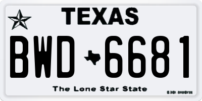 TX license plate BWD6681