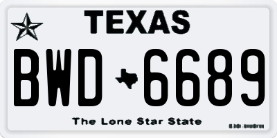 TX license plate BWD6689