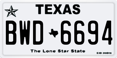 TX license plate BWD6694