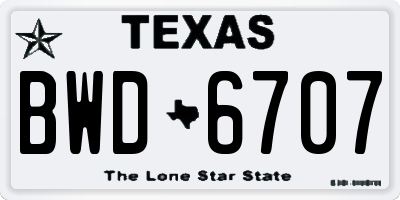 TX license plate BWD6707