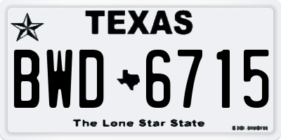 TX license plate BWD6715