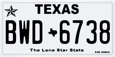 TX license plate BWD6738