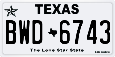 TX license plate BWD6743