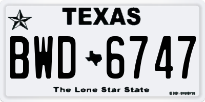 TX license plate BWD6747