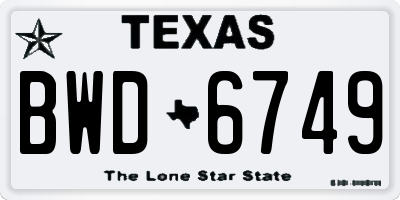 TX license plate BWD6749
