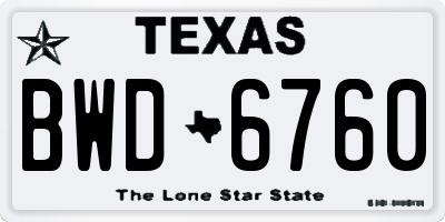 TX license plate BWD6760