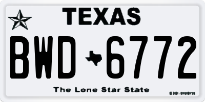 TX license plate BWD6772