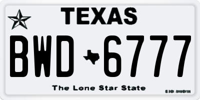 TX license plate BWD6777