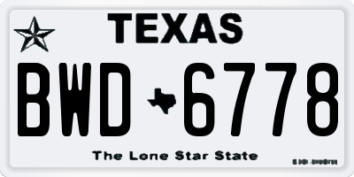 TX license plate BWD6778