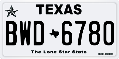 TX license plate BWD6780