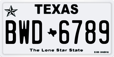TX license plate BWD6789