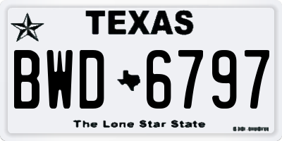 TX license plate BWD6797