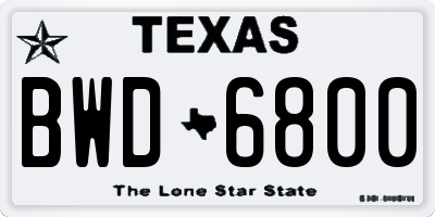 TX license plate BWD6800