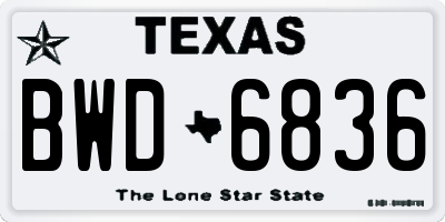 TX license plate BWD6836