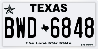 TX license plate BWD6848