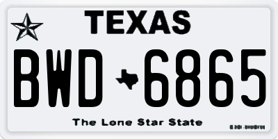 TX license plate BWD6865