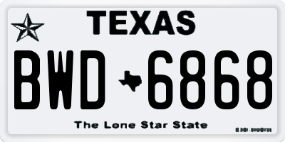 TX license plate BWD6868