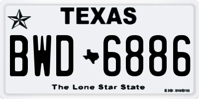 TX license plate BWD6886