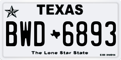 TX license plate BWD6893