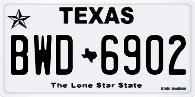 TX license plate BWD6902