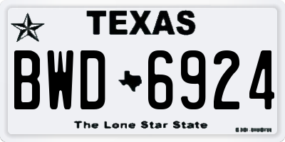 TX license plate BWD6924