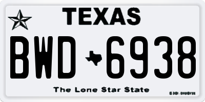 TX license plate BWD6938