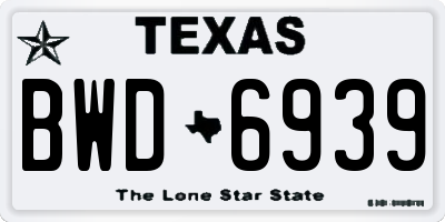 TX license plate BWD6939