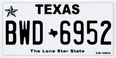 TX license plate BWD6952