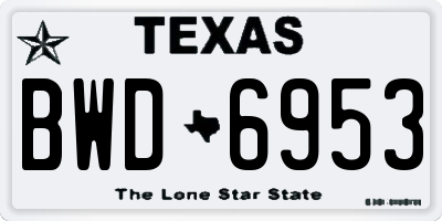 TX license plate BWD6953