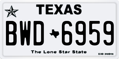TX license plate BWD6959