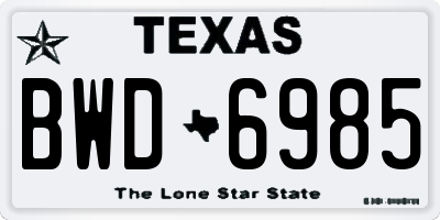 TX license plate BWD6985