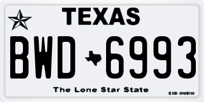 TX license plate BWD6993
