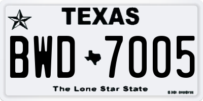 TX license plate BWD7005