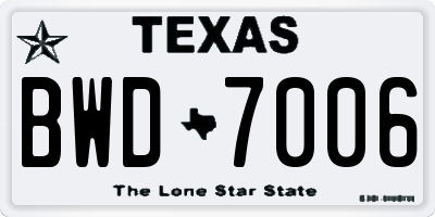 TX license plate BWD7006