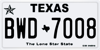 TX license plate BWD7008