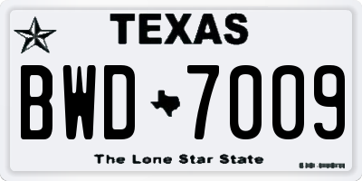 TX license plate BWD7009